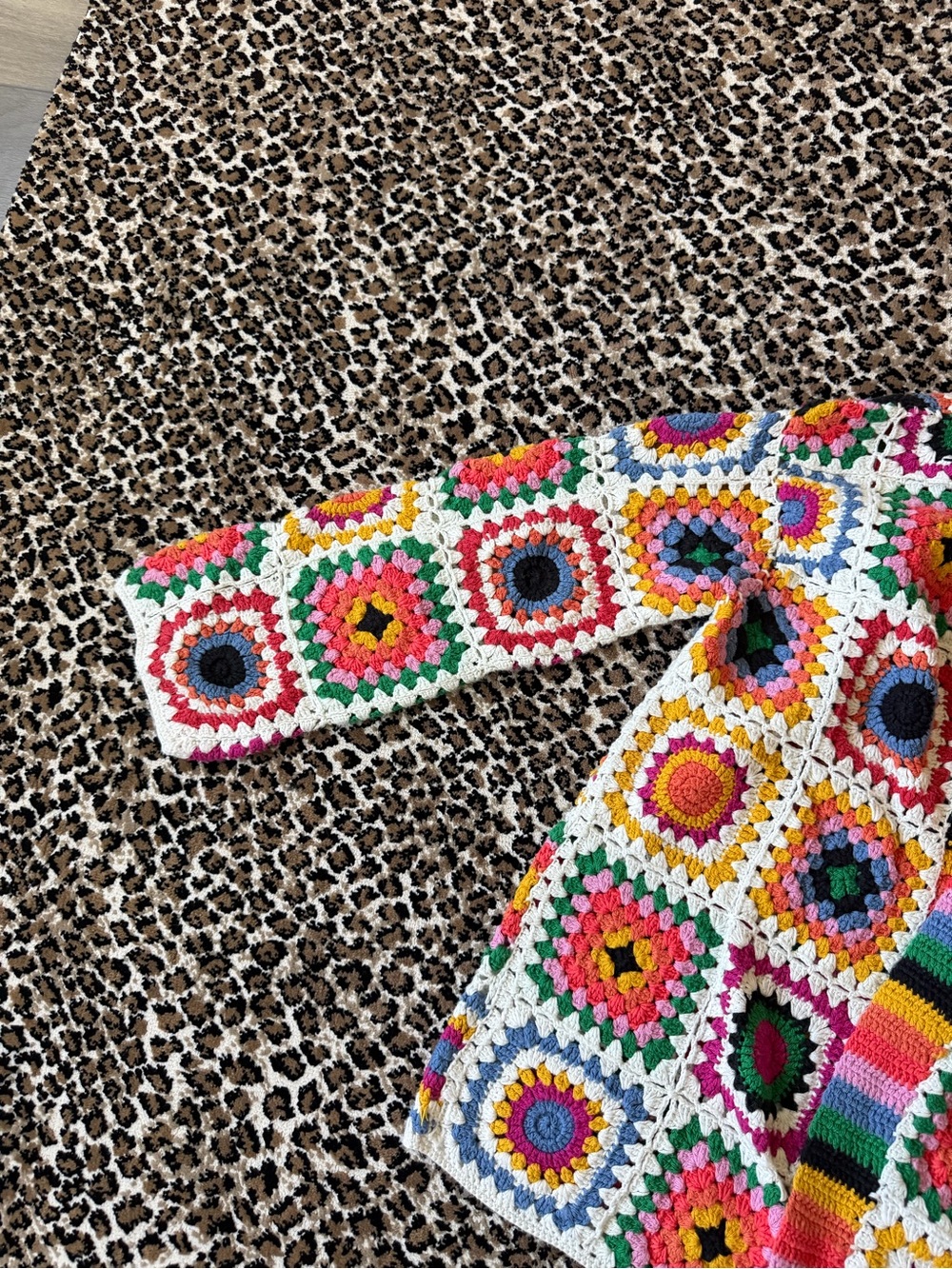 FARM Rio Multicolor Crochet Granny Square Jacket - Picture 3 of 6